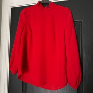 JCrew Ruffle-Neck Red Women's Top
